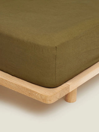 Linen Fitted Sheet Olive