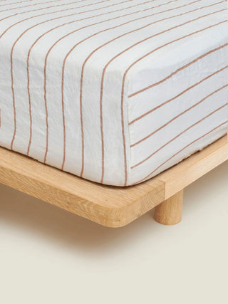 Linen Fitted Sheet Tobacco Stripes
