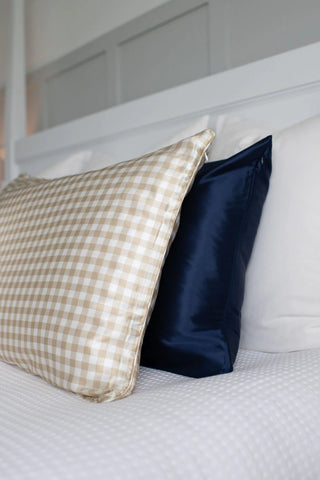 Almond Gingham Silk Pillowcase