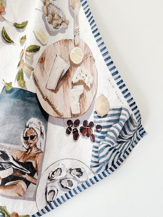 Linen Tea Towel 'Smoked Oysters'