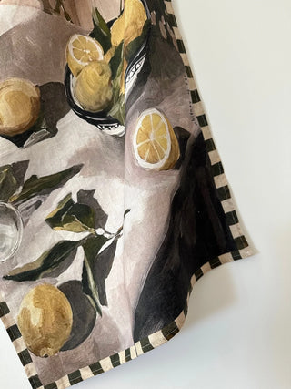 Linen Tea Towel 'Moody Lemons'