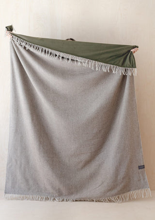 Recycled Wool Picnic Blanket | Natural Herringbone