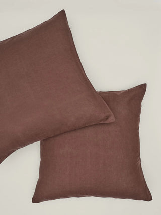 Linen European Pillowcase Set Chocolate