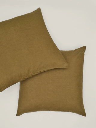 Linen European Pillowcase Set Olive