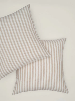 Linen European Pillowcase Set Natural Stripes