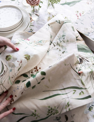 Summer Peonies Linen Tablecloth