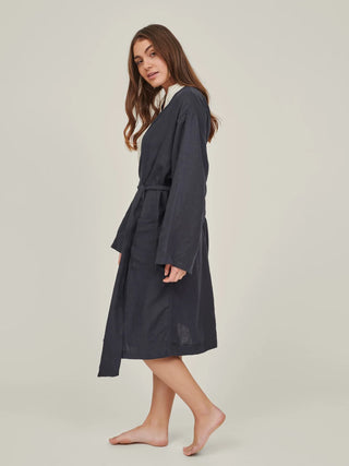 Linen Robe | Navy & Stripes