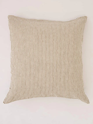 Linen European Pillowcase Set Olive Stripes