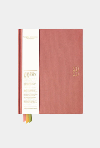 2025 Vertical Linen Bound Planner - Tea Rose