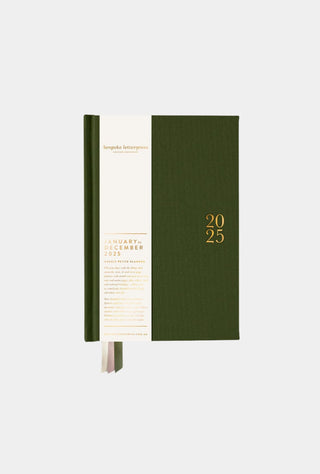 2025 Petite Linen Bound Planner - Hunter Green