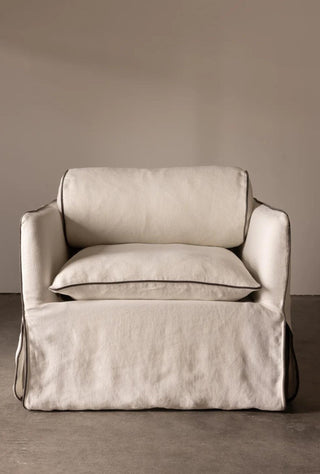 Cohen Linen Armchair Bellet Ivory Contrast