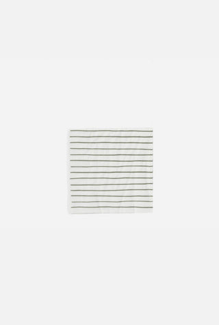 Stripe Paper Napkin White & Olive 20 Pack