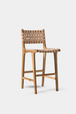 Luka Woven Leather Barstool