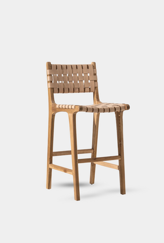 Luka Woven Leather Barstool