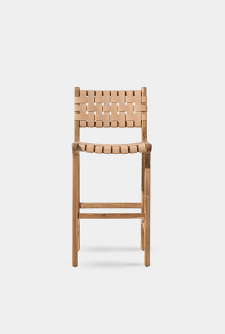 Luka Woven Leather Barstool