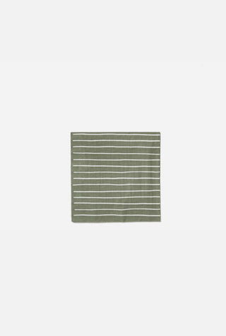 Stripe Paper Napkin Olive & White 20 Pack