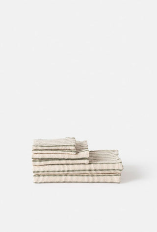 Stripe Waffle Towel Natural & Olive