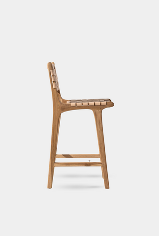 Luka Woven Leather Barstool