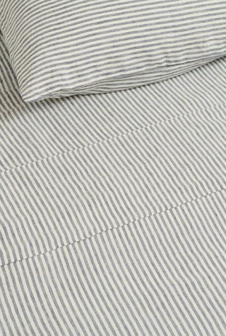 Linen Flat Sheet Blue Stripe