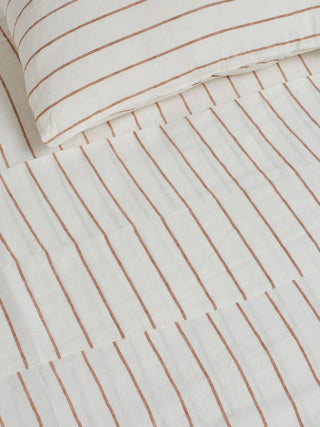 Linen Flat Sheet Tobacco Stripes