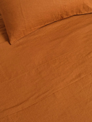 Linen Fitted Sheet Tobacco