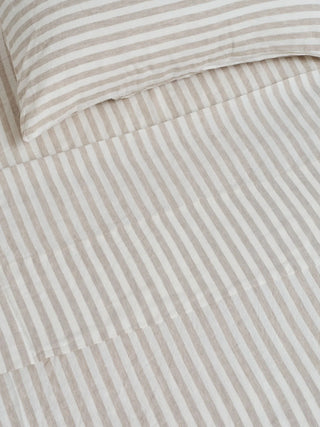 Linen Flat Sheet Natural Stripes