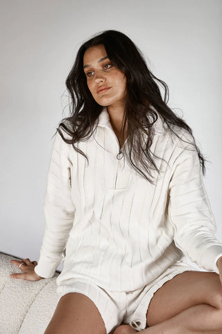 Catalina Zip Sweater White S/M