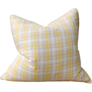 Avignon Yarn-dyed Linen Cushion - Yellow Plaid