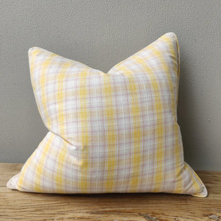 Avignon Yarn-dyed Linen Cushion - Yellow Plaid