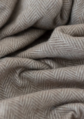 Recycled Wool Picnic Blanket | Natural Herringbone
