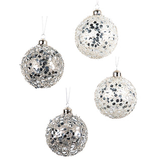 Alaska Hanging Glass Baubles w Sequins asst set 4 D8cm