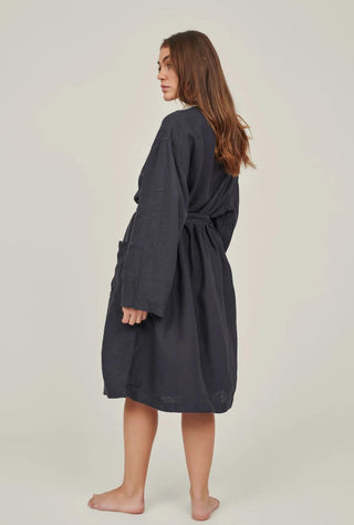 Linen Robe | Navy & Stripes