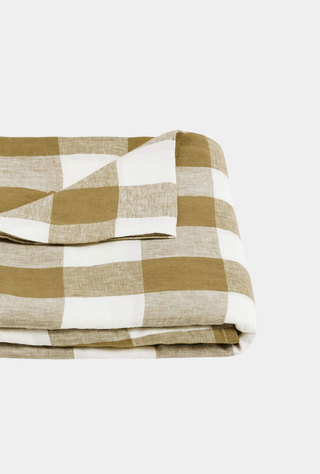 Linen Tablecloth Olive Check