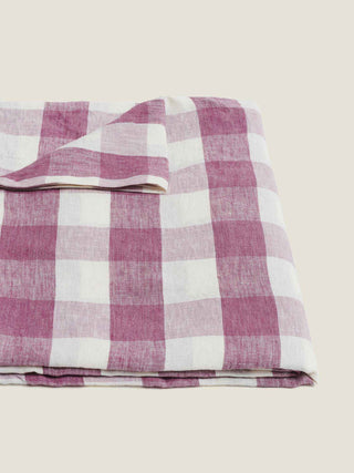 100% Linen Tablecloth in Lavender Check