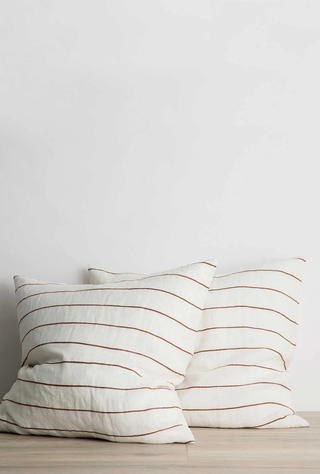 Linen Pillowcase Set Cedar Stripe