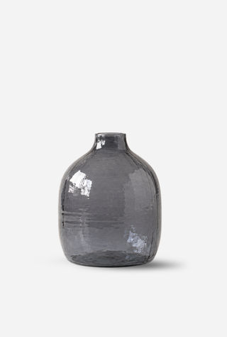 Handblown Hammered Glass Vases Grey