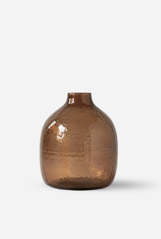 Handblown Hammered Glass Vases Brown