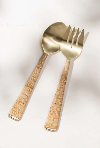 Iris Rattan Salad Servers