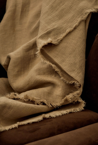 Freya Linen Throw Biscuit