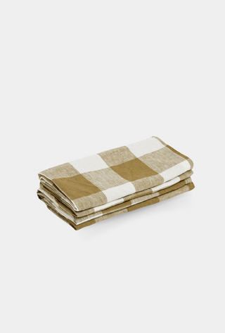 Linen Napkin 4-Set Olive Check