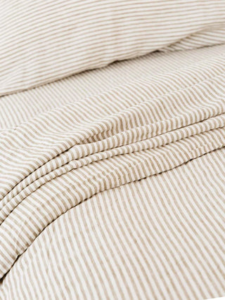 Linen Pillowcase Set  Olive Stripes