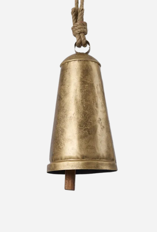 Rustic Tapered Cow Bell Large Antique Gold