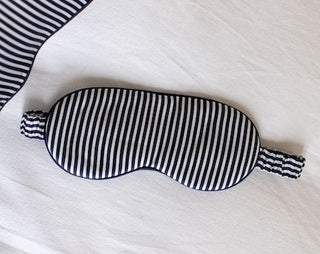 Navy & White Stripe Luxury Silk Sleep Mask